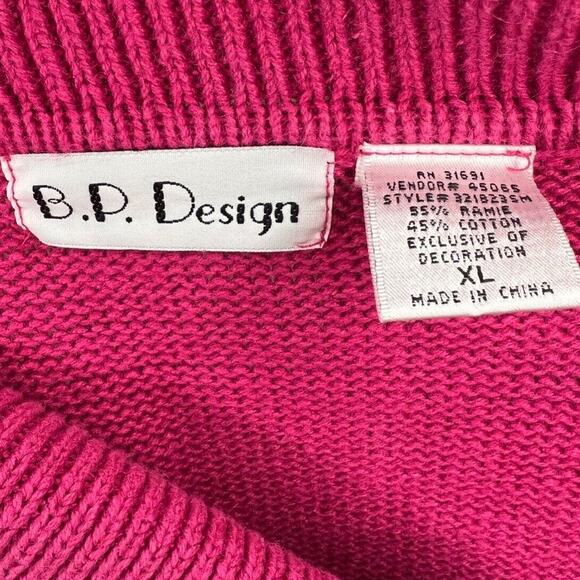 Vintage BP Design Not Ugly Christmas Tree Sweater Size Ladies XL Beaded Pink - Picture 6 of 6